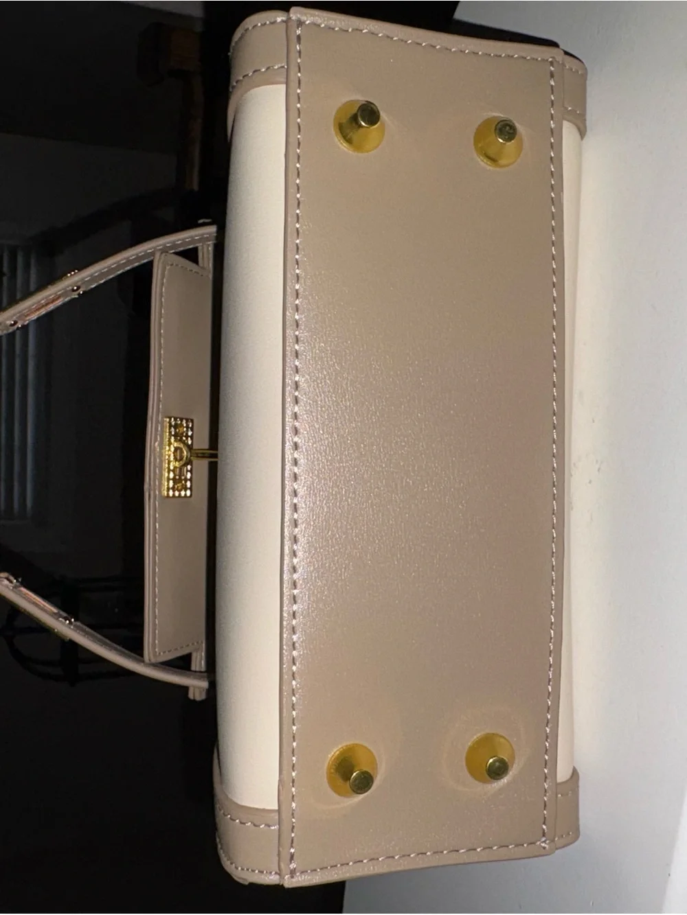NWT Cream Taupe Structured Top-Handle Women's Kelly  Handbag w Crossbody Strap